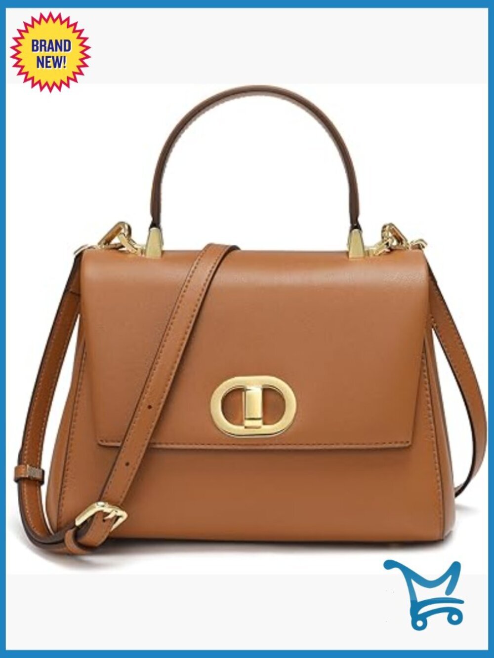 Medium Brown Leather Satchel Top Handle Crossbody Work Purse
